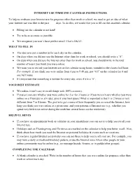 Internet Use Timeline Calendar Instructions