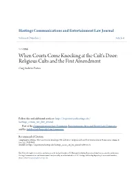 Religious Cults and the First Amendment Craig Andrews Parton