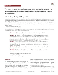 The Construction and Analysis of Gene Co-Expression Network of Differentially Expressed Genes Identifies Potential Biomarkers in Thyroid Cancer