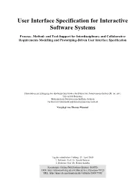 User Interface Specification for Interactive Software Systems