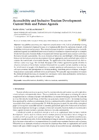 Accessibility and Inclusive Tourism Development: Current State and Future Agenda
