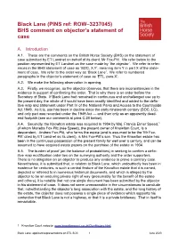 Black Lane (PINS Ref: ROW–3237045) BHS Comment on Objector’S Statement of Case