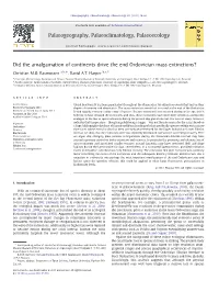 Did the Amalgamation of Continents Drive the End Ordovician Mass Extinctions?