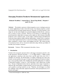 Emerging Trends in Terahertz Metamaterial Applications