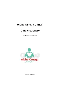 Alpha Omega Cohort Data Dictionary