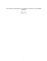 Functional Equations in Complex Analysis and Number Theory