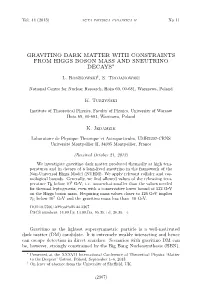Gravitino Dark Matter with Constraints from Higgs Boson Mass …