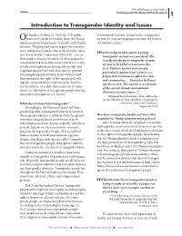 Introduction to Transgender Identity and Issues