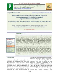 Microbial Taxonomy Ontology for Agriculturally Important Microorganisms (AMO) Coupled with Sequence Alignment Reinforcement Options