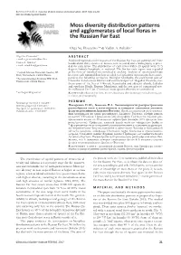 Moss Diversity Distribution Patterns and Agglomerates of Local Floras in the Russian Far East