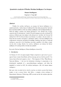 Quantitative Analysis of Whether Machine Intelligence Can Surpass