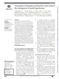 Transjugular Intrahepatic Portosystemic Stent-Shunt In