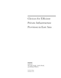 Choices for Efficient Private Infrastructure Provision in East Asia