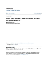 Demand, Values and Prices in Marx: Contrasting Simultaneous and Temporal Approaches