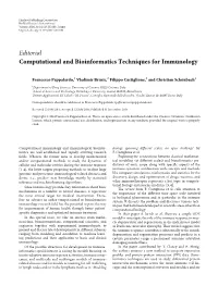 Editorial Computational and Bioinformatics Techniques for Immunology