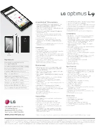 Key Features LG and Android™ Enhancements Connectivity