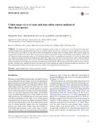 Codon Usage Vis-A-Vis Start and Stop Codon Context Analysis of Three Dicot Species