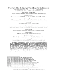 Overview of the Technology Candidates for the European Ground Systems Common Core (EGS-CC)