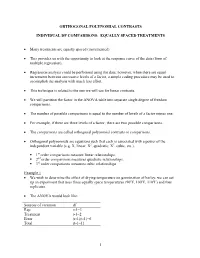 1 Orthogonal Polynomial Contrasts Individual Df