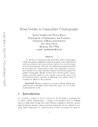 5 Feb 2019 from Golden to Unimodular Cryptography