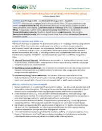 Efrc: Energy Frontier Research in Extreme Environments (Efree) Updated: August 2016