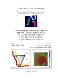 Mathematical Methods to Predict the Dynamic Shape Evolution of Cancer Growth Based on Spatio-Temporal Bayesian and Geometrical Models