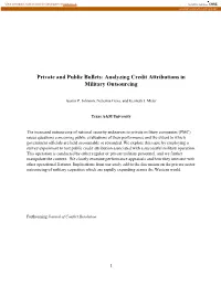 Private and Public Bullets: Analyzing Credit Attributions in Military Outsourcing