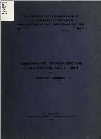 Sumerian Epic of Paradise, the Flood and the Fall of Man