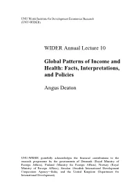 WIDER Annual Lecture 10 Global Patterns of Income and Health