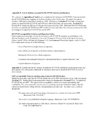 Appendix F. List of Citations Accepted by ECOTOX Criteria and Database