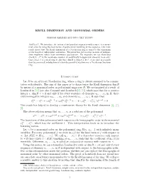 KRULL DIMENSION and MONOMIAL ORDERS Introduction Let R Be An