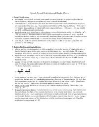 Notes 2 Normal Distribution and Standard Scores