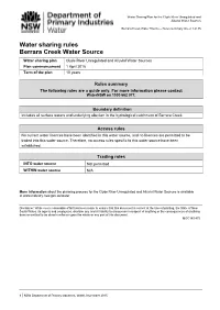 Water Sharing Plan for the Clyde River Unregulated and Alluvial Water Sources