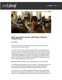 ABC Revs up for Oscars with Week of Special Programming