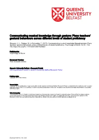 Communicating Musical Knowledge Through Gesture: Piano Teachers’ Gestural Behaviours Across Different Levels of Student Proficiency