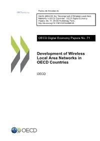 Development of Wireless Local Area Networks in OECD Countries”, OECD Digital Economy Papers, No