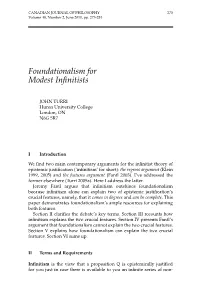 Foundationalism for Modest Infinitists