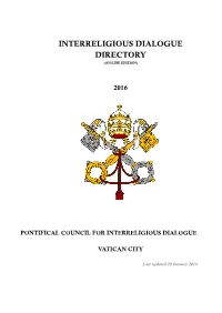 Interreligious Dialogue Directory 2016