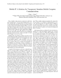 Mobile IP: a Solution for Transparent, Seamless Mobile Computer Communications