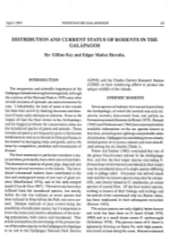 Distribution and Current Status of Rodents in the Galapagos
