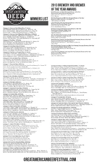 GABF13 Winners List.Indd