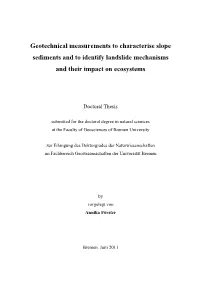 Geotechnical Characterisation of Landslide Slope-Prone Sediments
