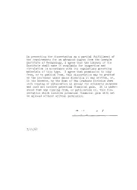 In Presenting the Dissertation As a Partial Fulfillment of The