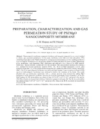 PREPARATION, CHARACTERIZATION and GAS PERMEATION STUDY of Psf/Mgo NANOCOMPOSITE MEMBRANE