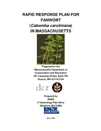 RAPID RESPONSE PLAN for FANWORT (Cabomba Caroliniana) in MASSACHUSETTS