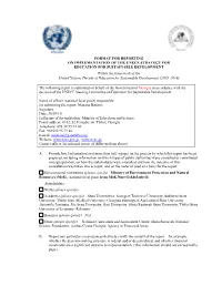 Format for Reporting on Implementation of The