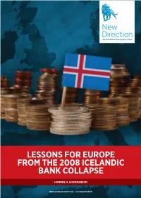 Lessons for Europe from the 2008 Icelandic Bank Collapse