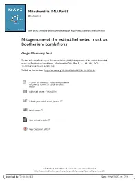 Mitogenome of the Extinct Helmeted Musk Ox, Bootherium Bombifrons