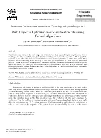 Multi Objective Optimization of Classification Rules Using Cultural Algorithms