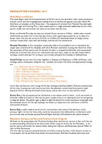 Newsletter for April 2012